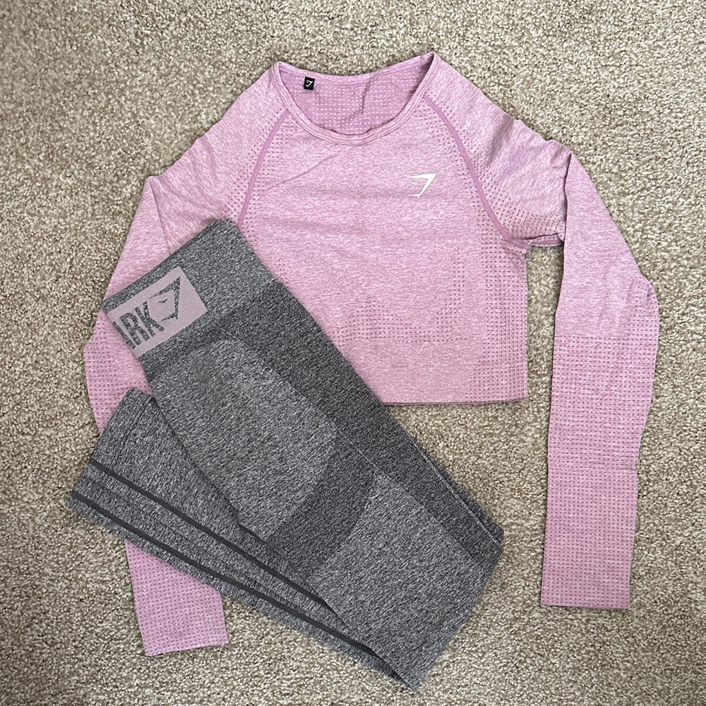 Gymshark Pink and Gray Workout Set